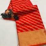 Red color kanchipuram silk saree with zari woven work - Image 2