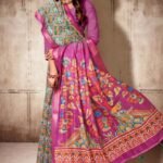 Green color soft cotton saree with printed work