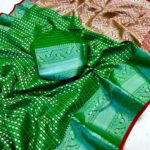 Green color kanchipuram silk saree with zari weaving work
