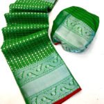 Green color kanchipuram silk saree with zari weaving work - Image 3