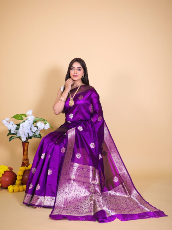 Magenta color soft banarasi silk saree with zari weaving work