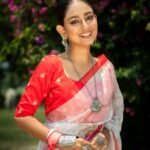 White color organza silk saree with digital printed work - Image 2