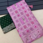 Baby pink color dola silk saree with zari woven work - Image 3