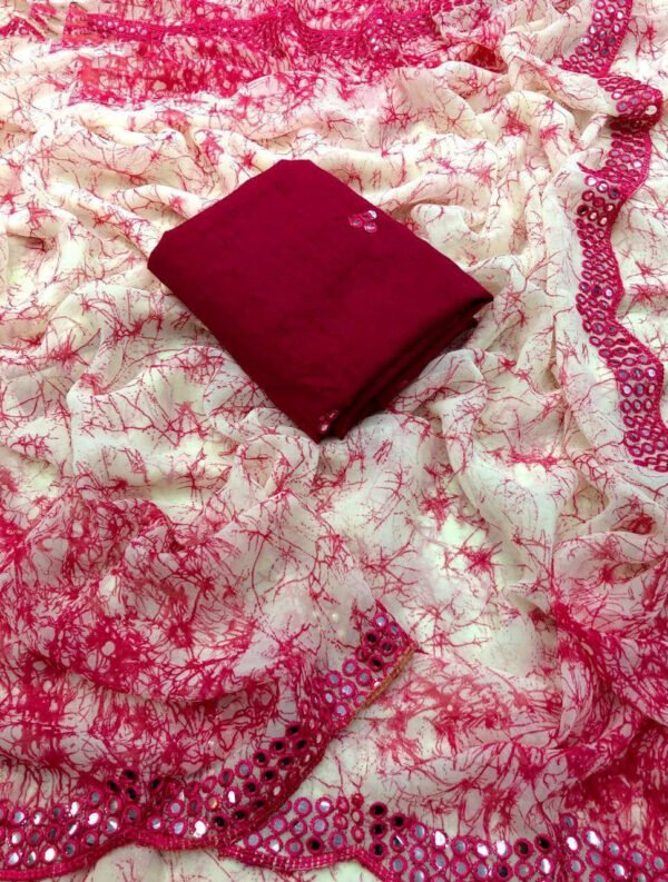 Baby pink color soft chiffon saree with printed work