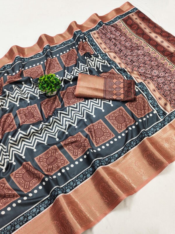 Multi soft dola silk saree with digital printed work