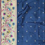 Navy blue paithani silk saree with zari weaving work - Image 2