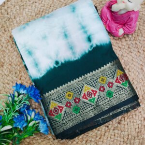 Green dola silk saree with shibori printed work