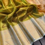 Mahendi green banarasi handloom silk saree with zari weaving work