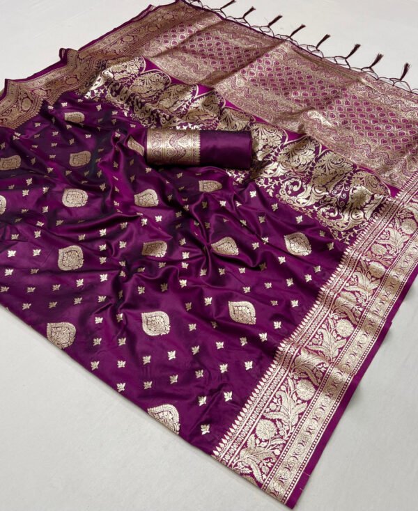 Magenta banarasi silk saree with zari weaving work