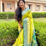 lemon yellow banarasi silk saree with meenakari zari weaving wrok - Image 2