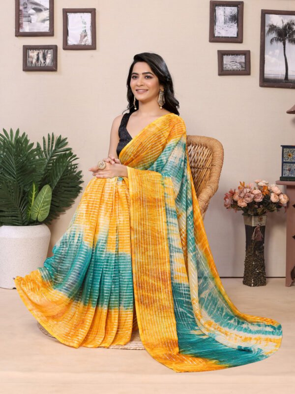 Ready to wear multi pedding georgette printed saree