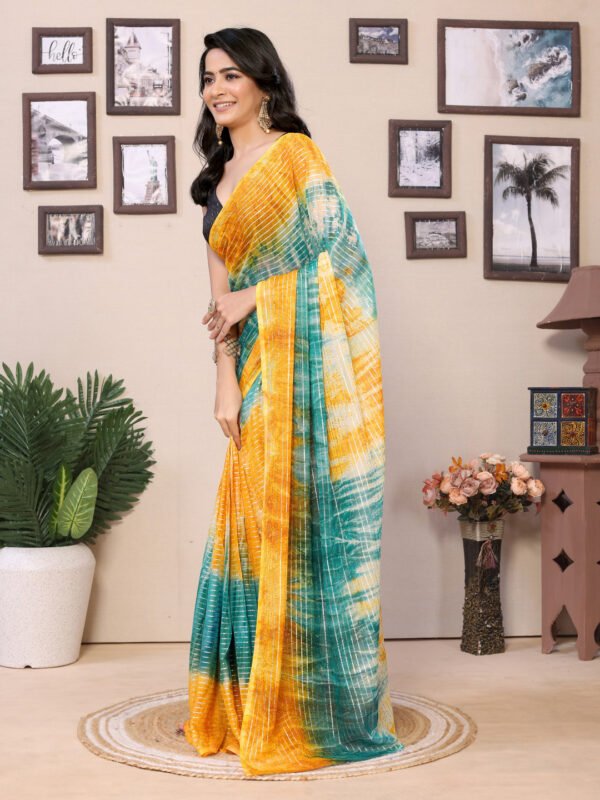 Ready to wear multi pedding georgette printed saree - Image 3