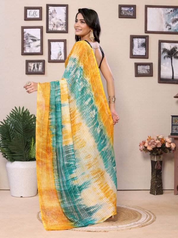 Ready to wear multi pedding georgette printed saree - Image 4