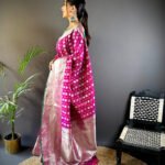 Magenta banarasi silk saree with zari weaving work