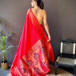 Pink paithani silk saree with zari weaving work - Image 3