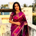 Magenta paithani silk saree with meenakari zari weaving work - Image 7