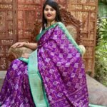 Purple new design digital printed soft cotton saree - Image 3