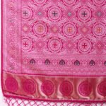 Pink traditional muslin dola silk saree with meenakari zari weaving work - Image 6