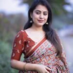 Brown ajrakh Digital printed soft cotton saree - Image 3