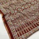 Brown ajrakh Digital printed soft cotton saree - Image 7
