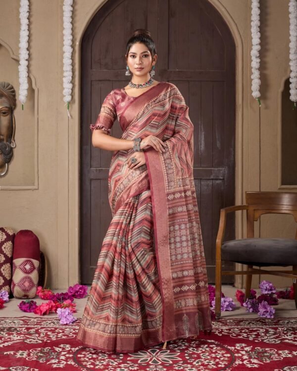 Multi digital printed erode cotton saree