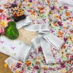 White floral digital printed soft linen cotton saree - Image 2