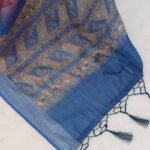 Multi summer special digital printed soft linen cotton saree - Image 4