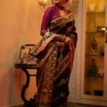 Black color banarasi silk saree with zari weaving work - Image 3