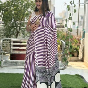 Multi fancy digital printed crepe silk saree