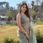 Sky blue fancy fandy silk saree with handwork lace border - Image 4