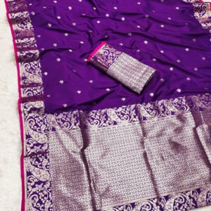 Wine traditional banarasi silk saree with zari weaving work