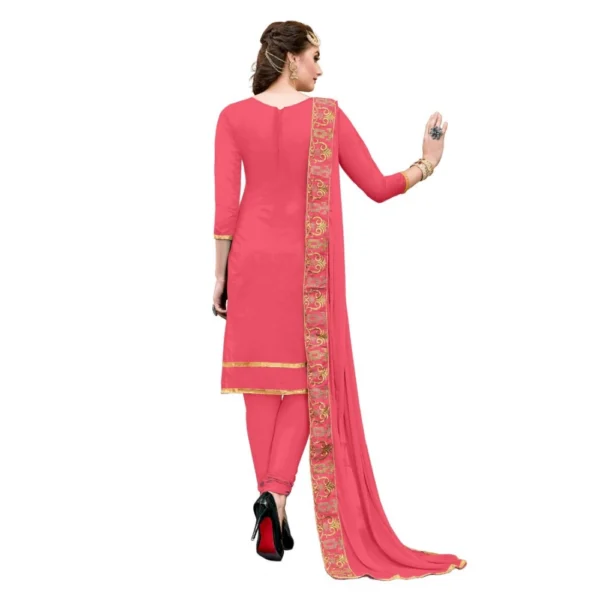 Generic Women's Chanderi Cotton Unstitched Salwar-Suit Material With Dupatta (Pige , 2-2.5mtrs) - Image 2