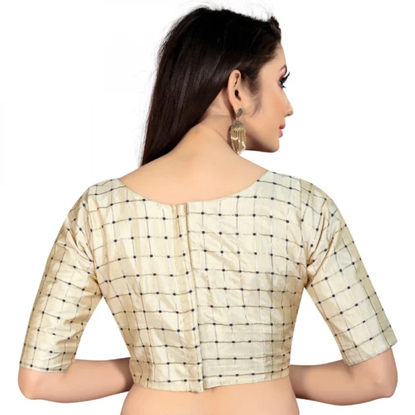 Generic Women's Brocade, Inner-Cotton Full Stitched Padded Blouse (Chiku ) - Image 2