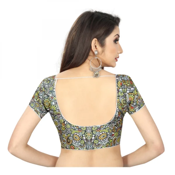 Generic Women's Satin Silk, Inner-Cotton Full Stitched Padded Blouse (Black) - Image 2