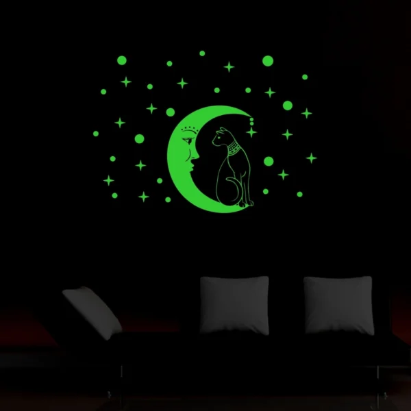 Generic Green Galaxy Of Stars With Moon Radium Night Glow Wall Sticker - Image 4
