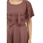 Generic Women's Crepe Solid Sleeveless Full Length Gown(Brown) - Image 4