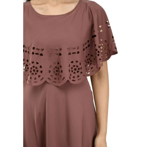 Generic Women's Crepe Solid Sleeveless Full Length Gown(Brown) - Image 4