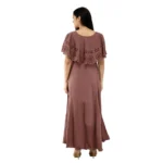 Generic Women's Crepe Solid Sleeveless Full Length Gown(Brown) - Image 7