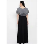 Generic Women's Crepe Solid Sleeveless Full Length Gown(Grey Black) - Image 6