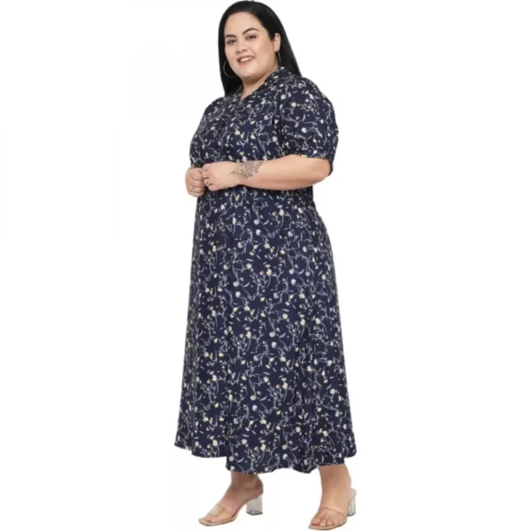 Generic Women's Fit And Flare Blue Dress (Color:Blue, Material:Polyester) - Image 4