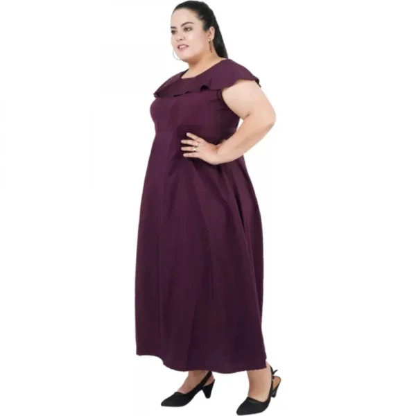 Generic Women's Fit And Flare Purple Dress (Color:Purple, Material:Polyester) - Image 4