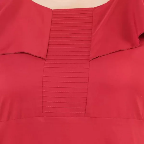 Generic Women's Fit And Flare Maroon Dress (Color:Maroon, Material:Polyester) - Image 3