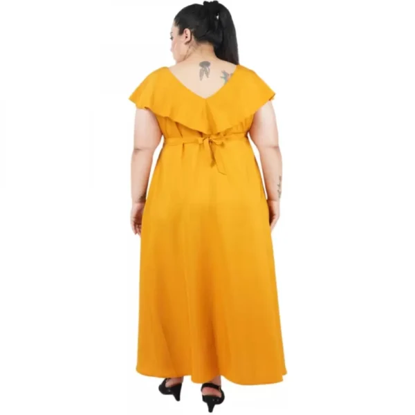 Generic Women's Fit And Flare Yellow Dress (Color:Yellow, Material:Polyester) - Image 6
