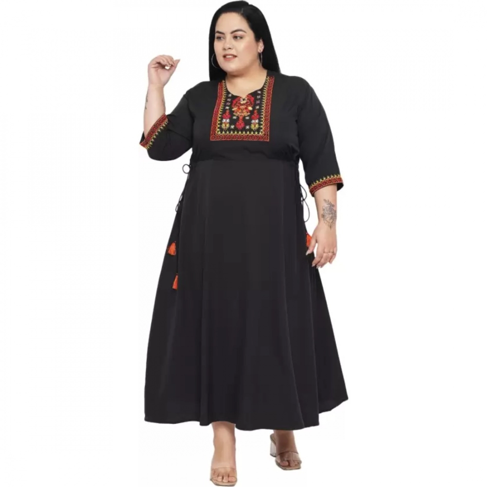 Generic Women’s Fit And Flare Black Dress (Color:Black, Material:Polyester)