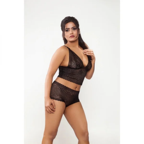 Generic Women's Lace Black Lingerie Bra And Panty Set (Black) - Image 3