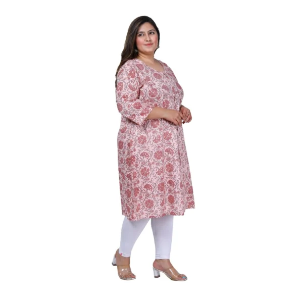 Generic Women's Office wear Golden Foil Capsule A-Line Kurti (Light Pink) - Image 7