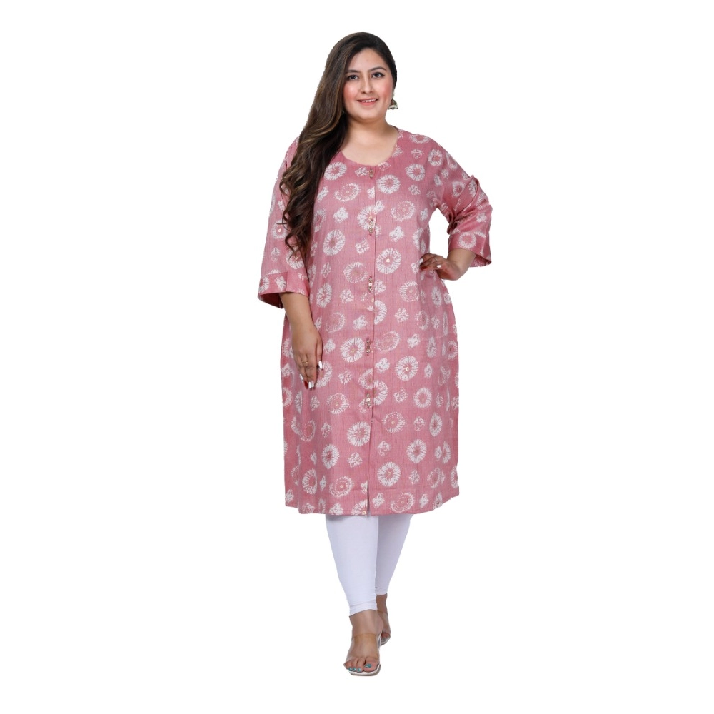 Generic Women’s Office wear Golden Foil Capsule A-Line Kurti (Pink)