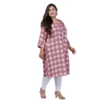 Generic Women's Office wear Golden Foil Capsule A-Line Kurti (Pink) - Image 7