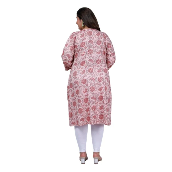 Generic Women's Office wear Golden Foil Capsule A-Line Kurti (Light Pink) - Image 3