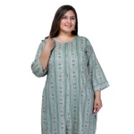 Generic Women's Office wear Golden Foil Capsule A-Line Kurti (Light Green) - Image 4
